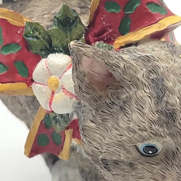 Kitty Cat Blue Eyes Gray Tabby Christmas Holiday Tree Ornament Resin ME Ink - Picture 3 of 9